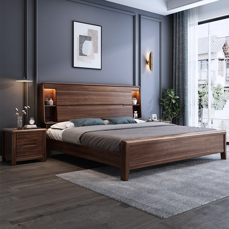 Scandinavian Solid Wood Storage with Headboard Rectangular Bed Frame