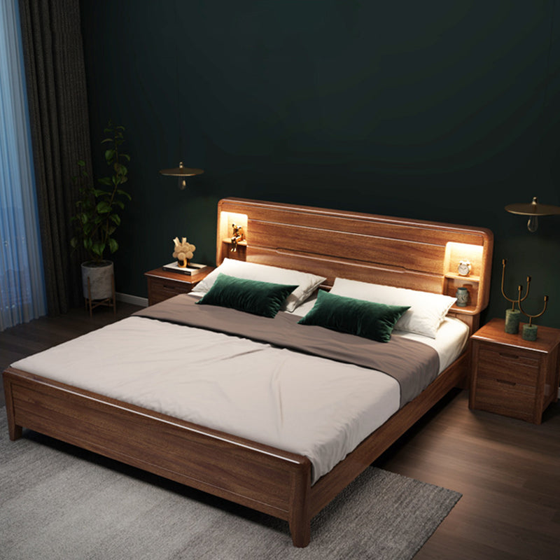 Scandinavian Solid Wood Storage with Headboard Rectangular Bed Frame