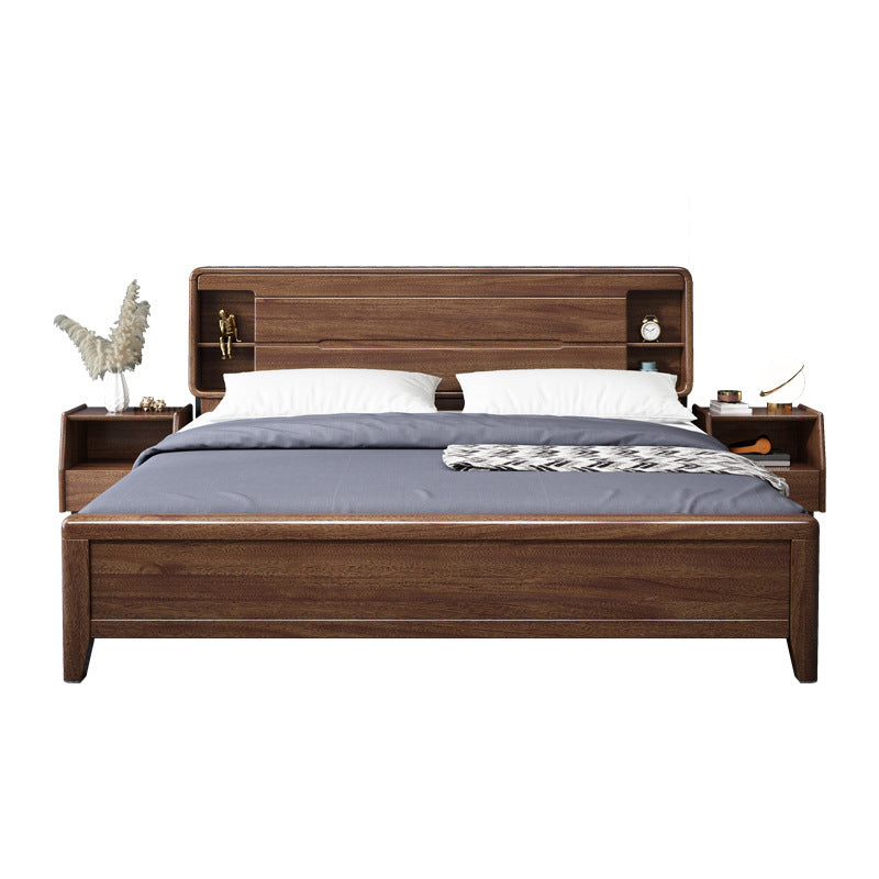 Scandinavian Solid Wood Storage with Headboard Rectangular Bed Frame