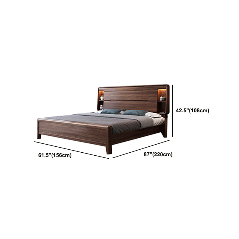 Scandinavian Solid Wood Storage with Headboard Rectangular Bed Frame