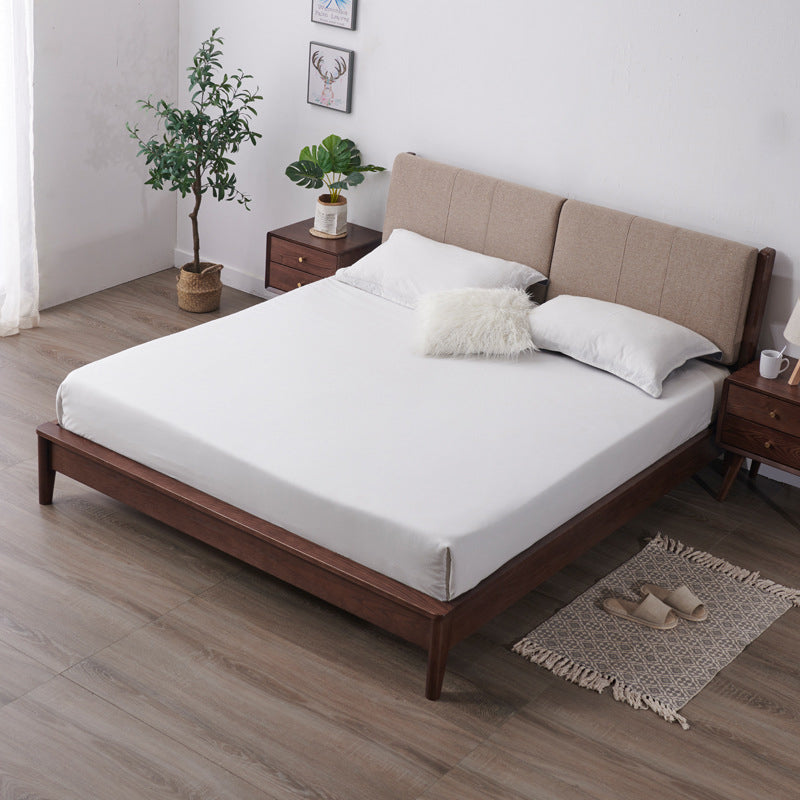 Scandinavian Solid Wood Mattress Included with Headboard Bed Frame