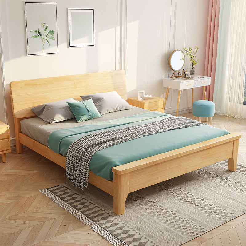 Scandinavian Solid Wood With Headboard and Footboard Panel Bed