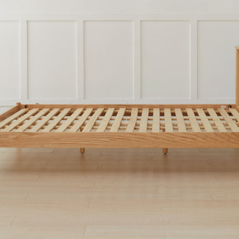 Scandinavian Solid Color Oak Mattress Included with Headboard Slat Bed