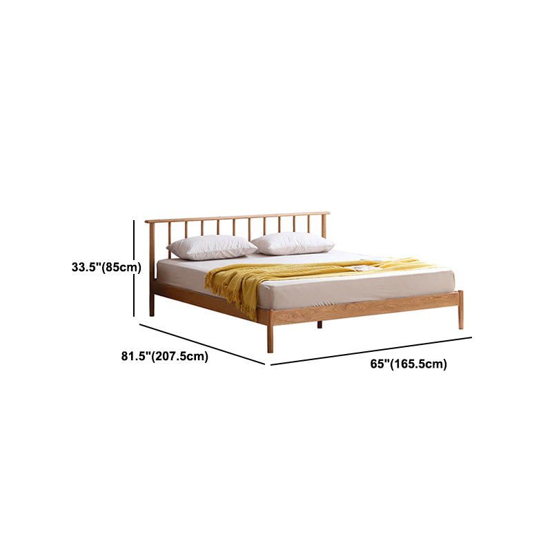 Scandinavian Solid Color Oak Mattress Included with Headboard Slat Bed