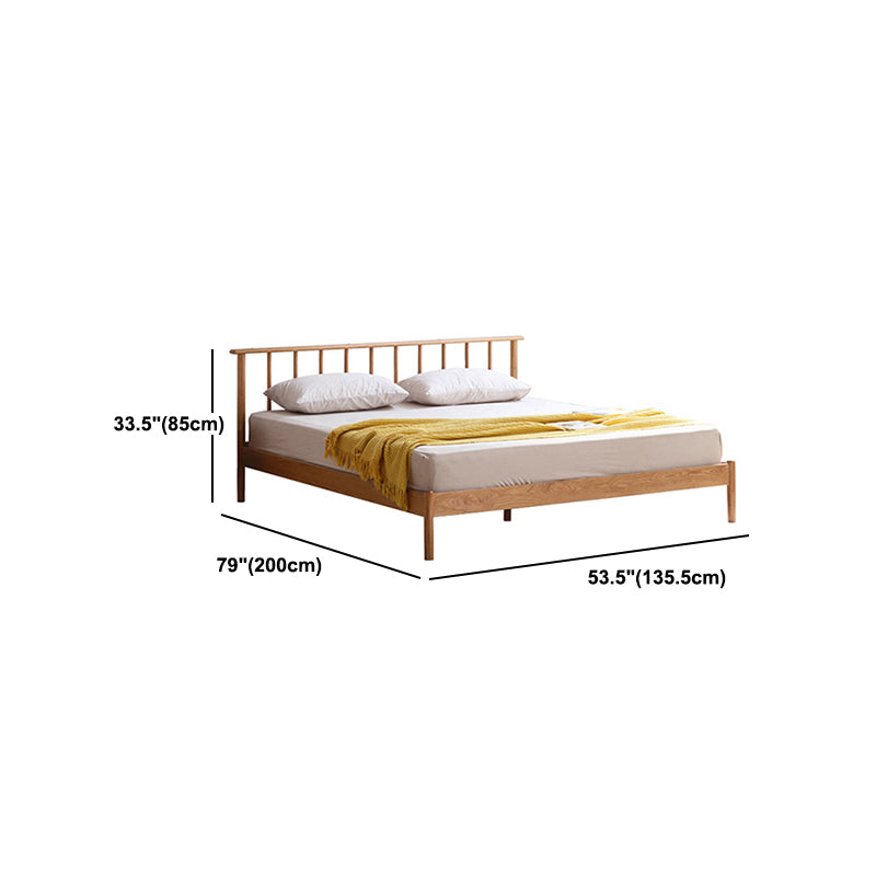 Scandinavian Solid Color Oak Mattress Included with Headboard Slat Bed