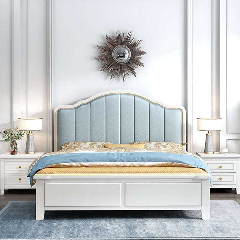 Glam wood Standard Bed Faux Leather Bed Frame with Headboard