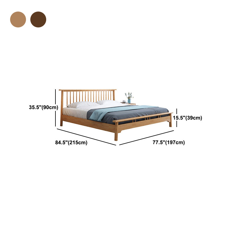 84.65 inch Wide Scandinavian Bed Frame Solid Wood Bed with Headboard