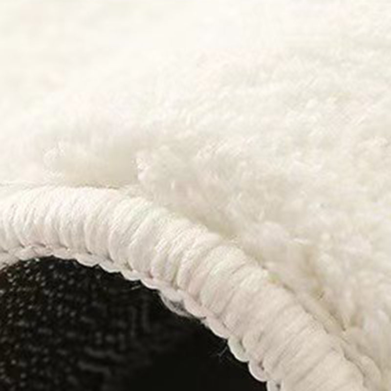 White Tone Rectangle Shape Rug Living Room Carpet Polyester Washable Area Rug