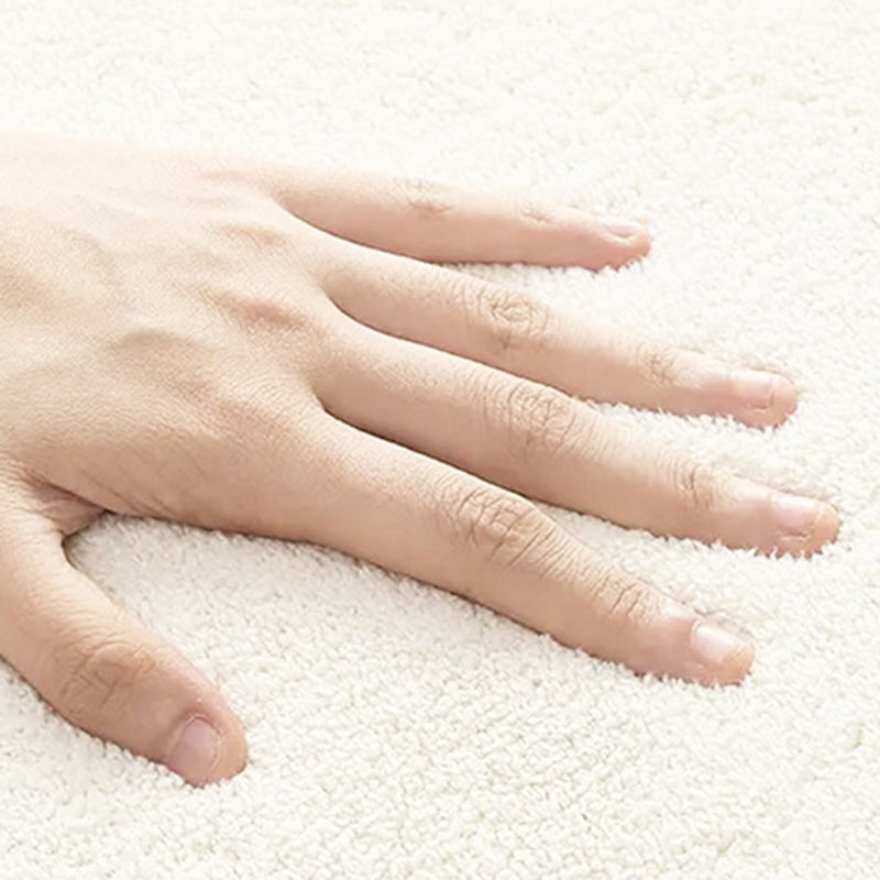 White Tone Rectangle Shape Rug Living Room Carpet Polyester Washable Area Rug