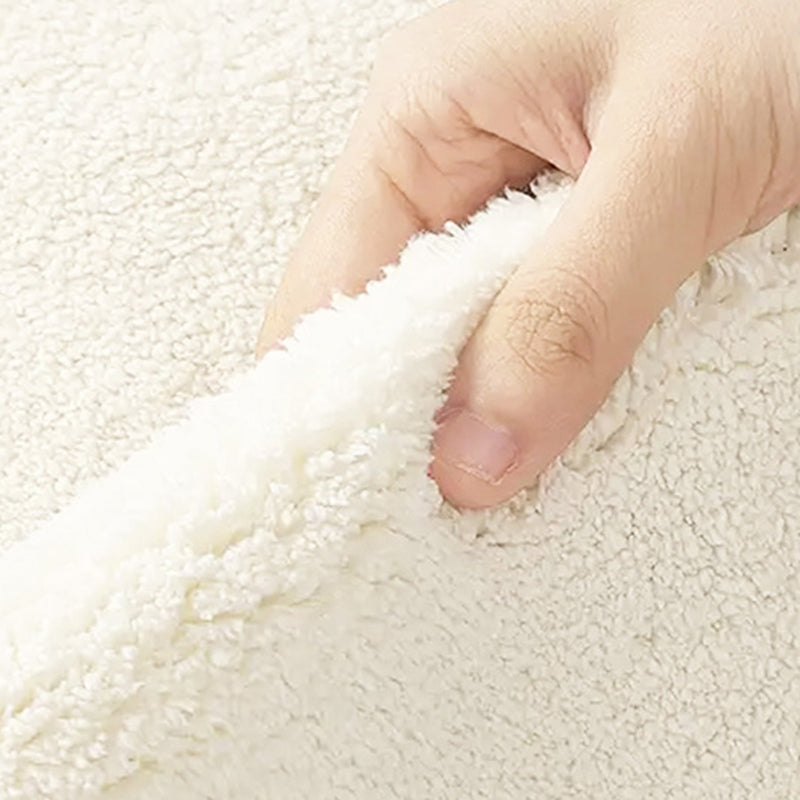 White Tone Rectangle Shape Rug Living Room Carpet Polyester Washable Area Rug