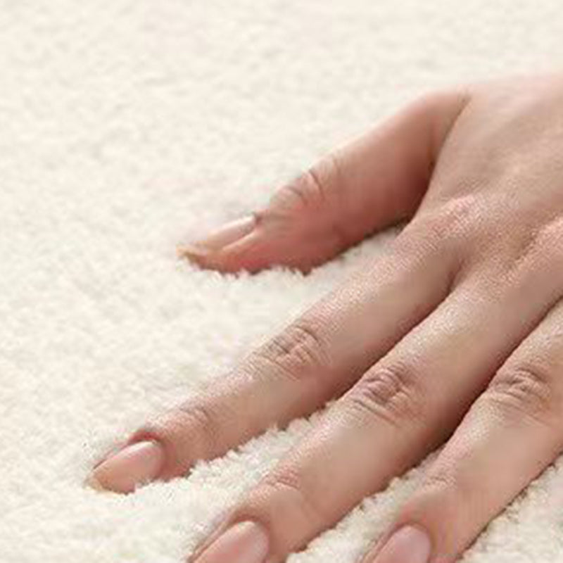 White Tone Rectangle Shape Rug Living Room Carpet Polyester Washable Area Rug