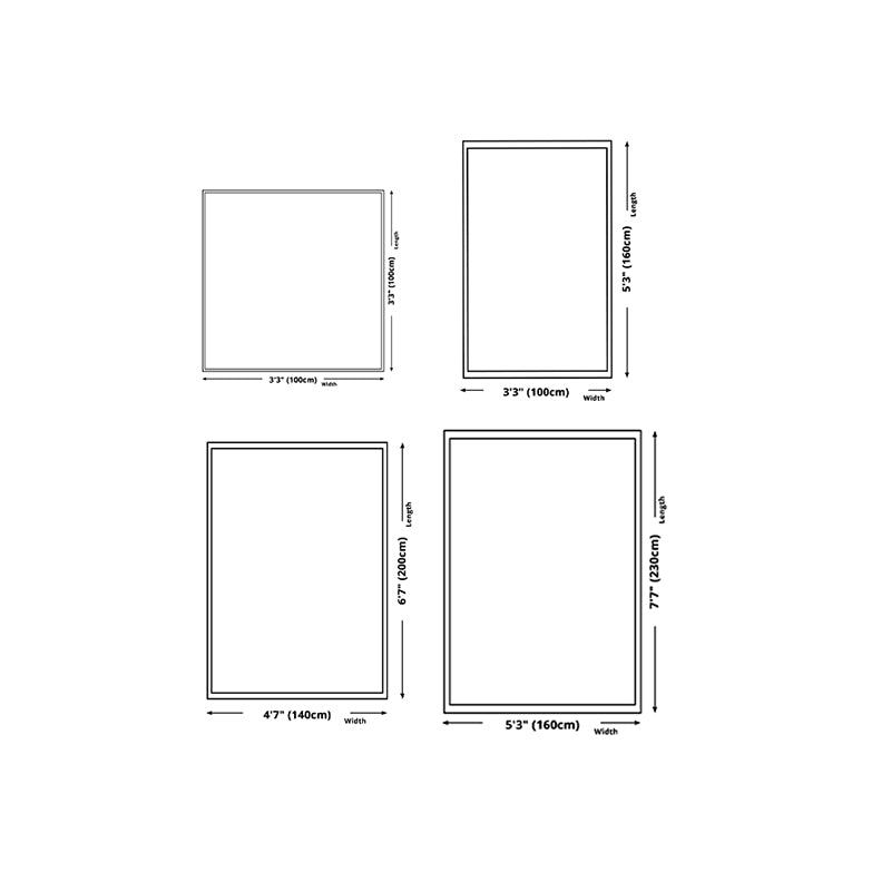 White Tone Rectangle Shape Rug Living Room Carpet Polyester Washable Area Rug