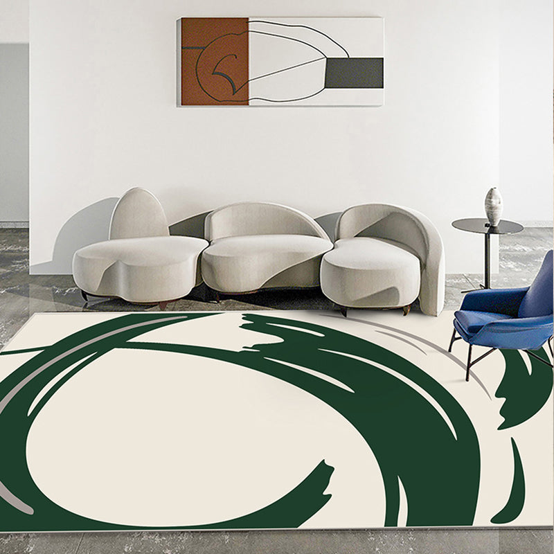 Simple Lines Rectangle Shape Rug Living Room Carpet Polyester Washable Area Rug