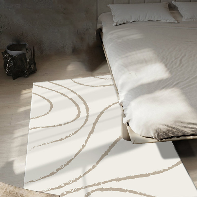 Simple Lines Rectangle Shape Rug Living Room Carpet Polyester Washable Area Rug