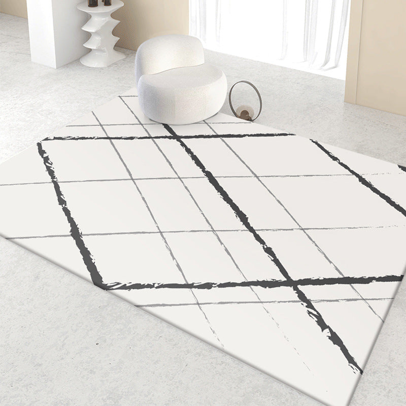 Simple Lines Rectangle Shape Rug Living Room Carpet Polyester Washable Area Rug