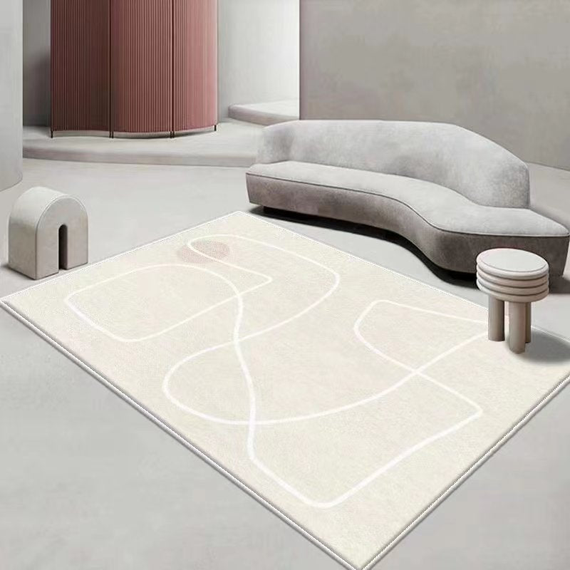 Simple Style Rectangle Shape Rug Living Room Carpet Polyester Washable Area Rug