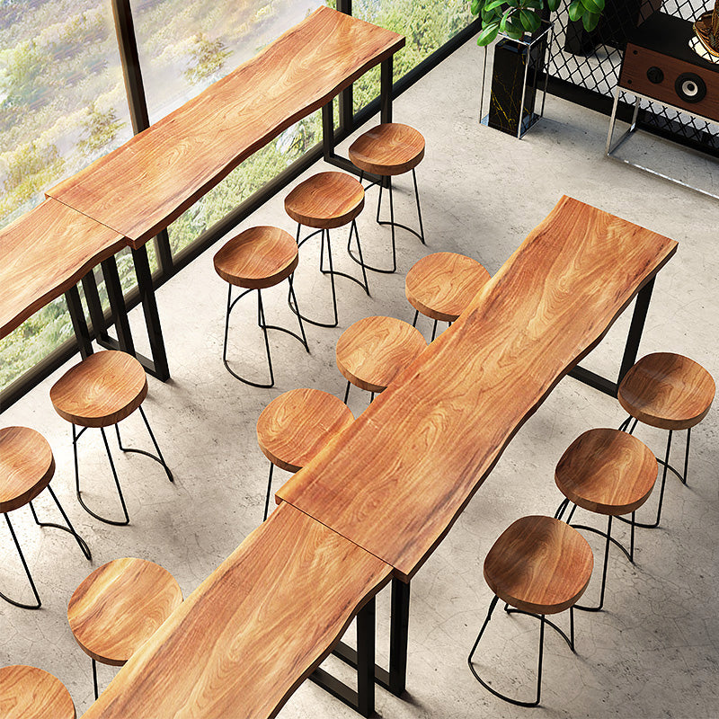Industrial Style Rectangle Bar Table Pine Solid Wood Bar Dining Table