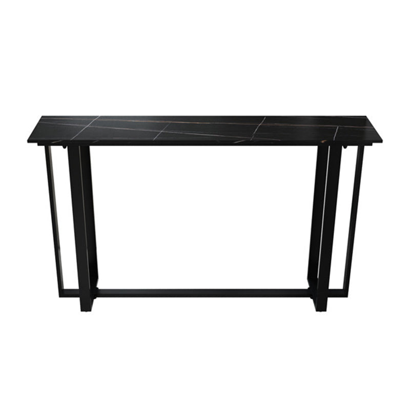 Industrial Sintered Stone Bar Table Black and Metal Base Bar Table