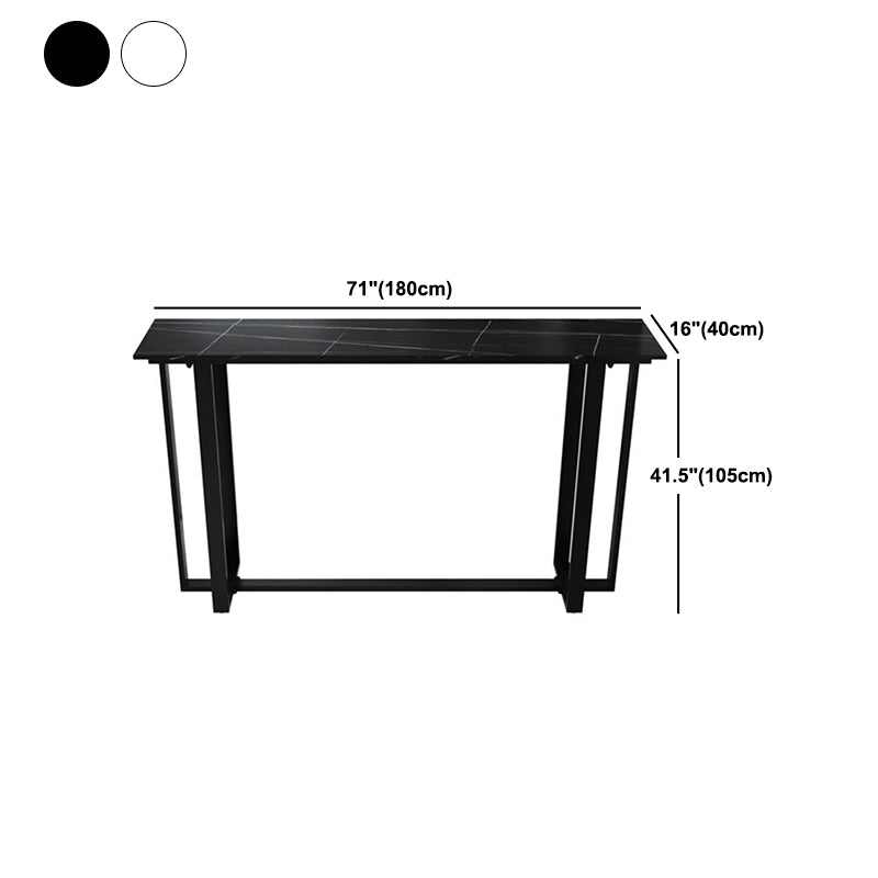 Industrial Sintered Stone Bar Table Black and Metal Base Bar Table