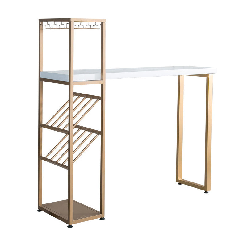 Bar Height Pub Table Glam Rectangle Solid Wood Bar Table with Storage