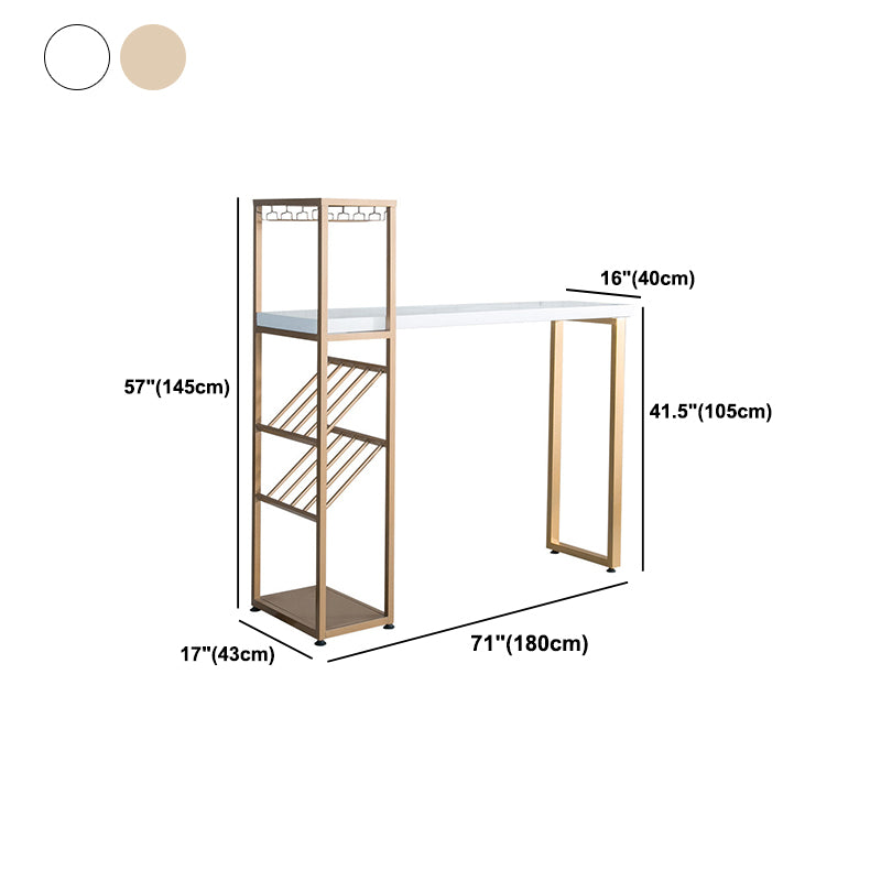 Bar Height Pub Table Glam Rectangle Solid Wood Bar Table with Storage