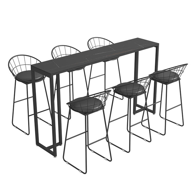 Industrial Sintered Stone Bar Table Rectangle Dining Table for Kitchen Living Room