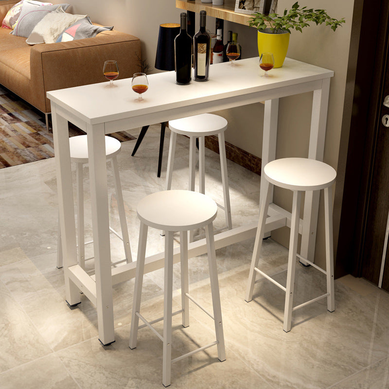 Modern Style Rectangle Bar Table Wood Bistro Bar Desk with Trestle Base