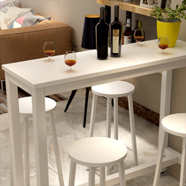 Modern Style Rectangle Bar Table Wood Bistro Bar Desk with Trestle Base