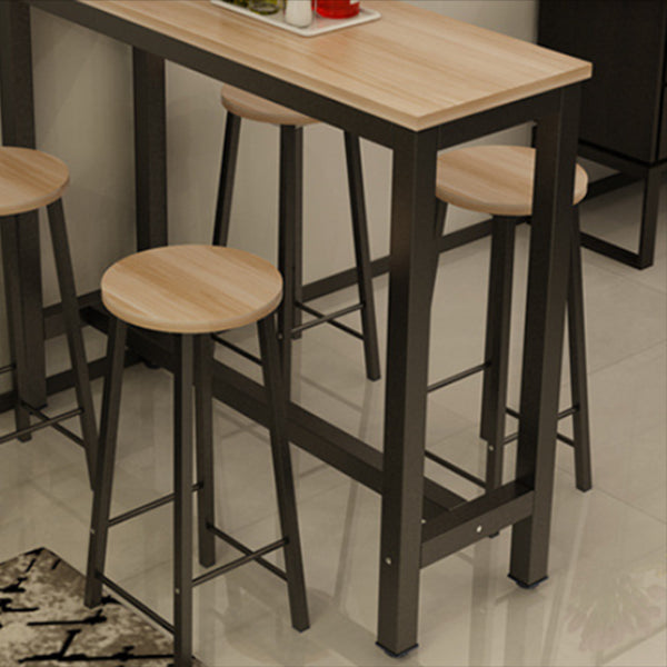 Modern Style Rectangle Bar Table Wood Bistro Bar Desk with Trestle Base