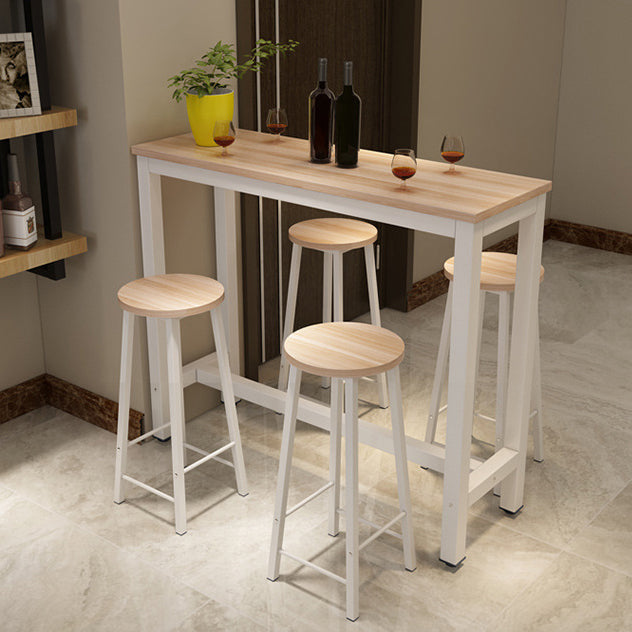 Modern Style Rectangle Bar Table Wood Bistro Bar Desk with Trestle Base