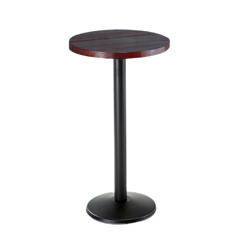 Industrial Style Bar Dining Table Brown Solid Wood Bar Wine Table with Metal Base