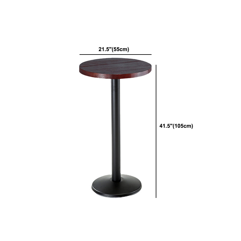 Industrial Style Bar Dining Table Brown Solid Wood Bar Wine Table with Metal Base
