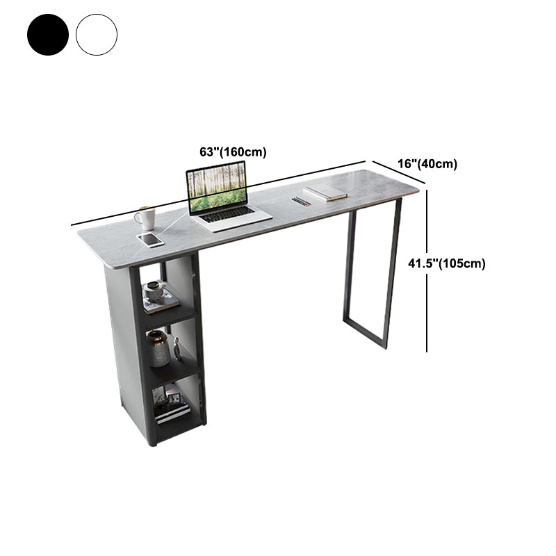 Modern Style Bar Table Stone Rectangle Bistro Bar Desk with Double Pedestal