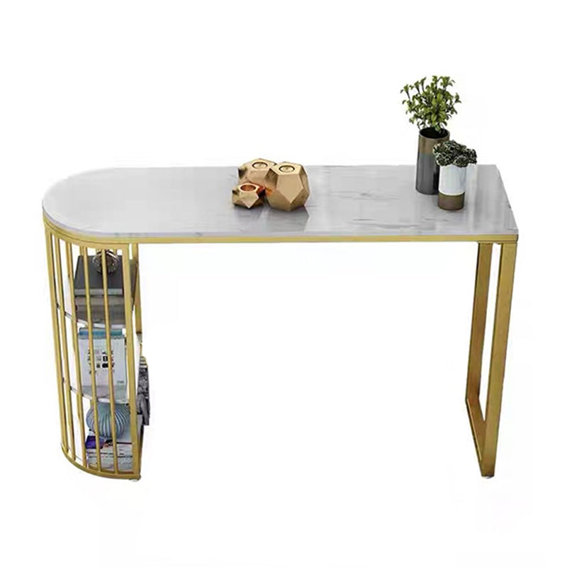 Glam Style Bar Table Faux Marble Double pedestal Bar Dining Table for Living Room