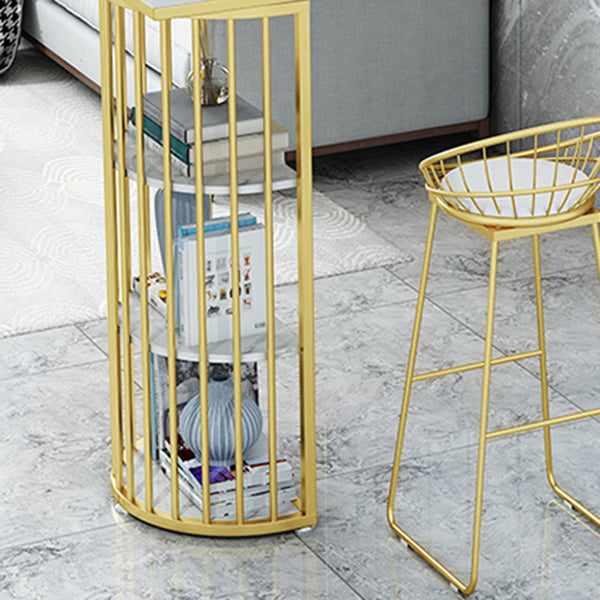 Glam Style Bar Table Faux Marble Double pedestal Bar Dining Table for Living Room