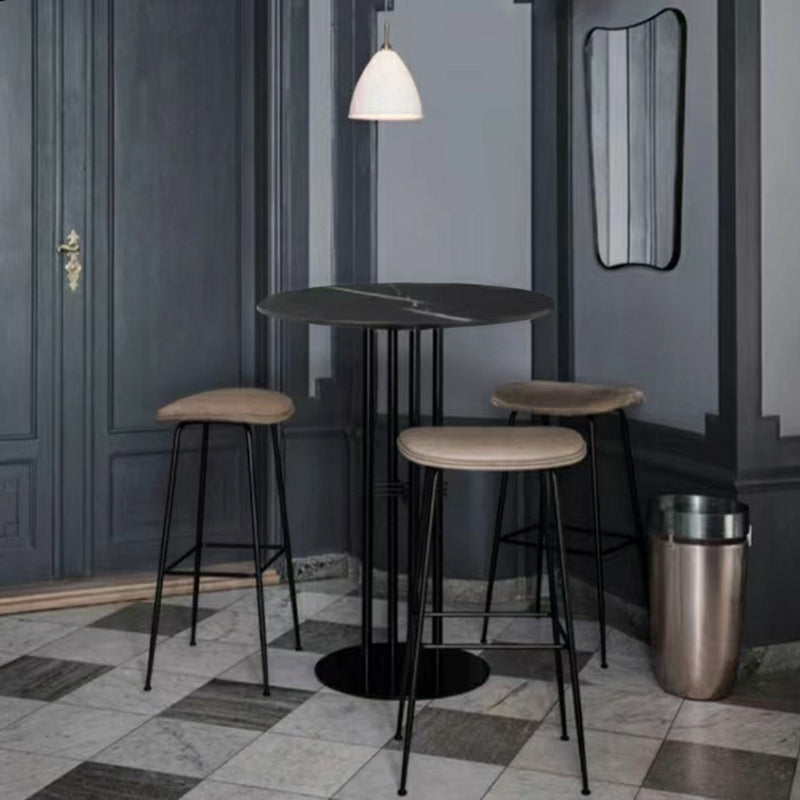 Pedestal Pub Table 41.3"H Glam Round Bar Height Bar Table with Stone Top