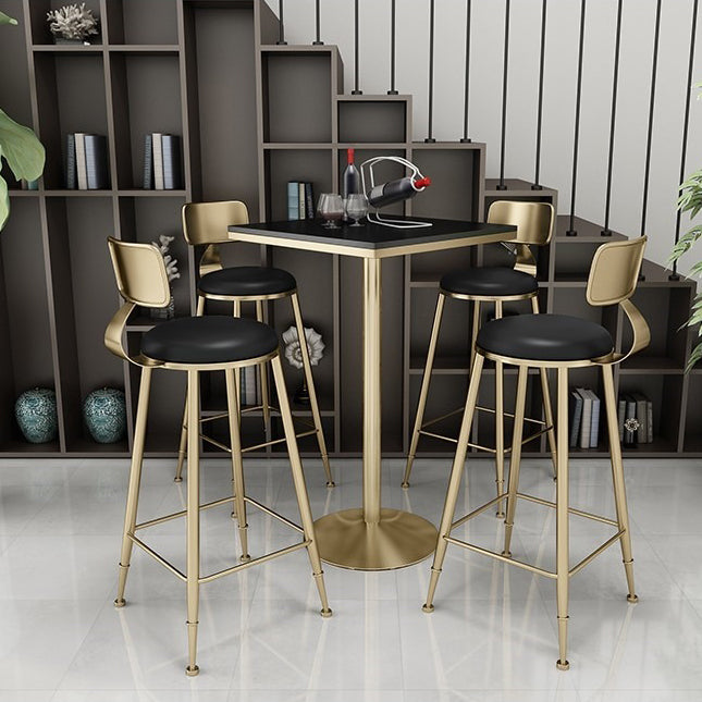 41.3"H Glam Style Bar Table Faux Marble Pedestal Bar Wine Table,