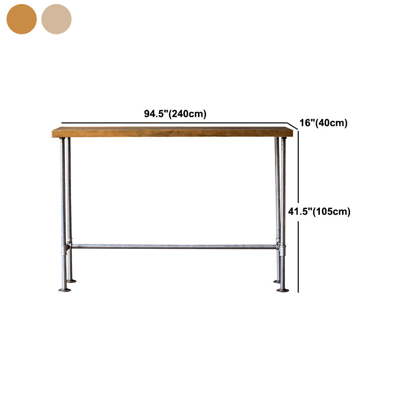 Industrial Pub Table Solid Wood Bar Height Rectangle Bar Table