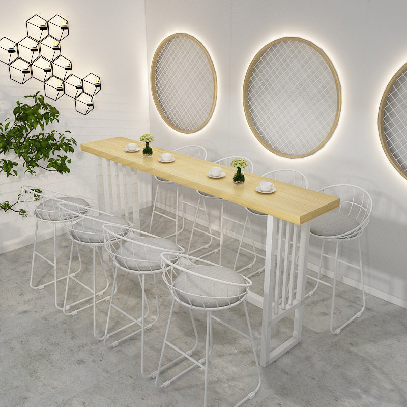 Industrial Style Bar Table Solid Wood Trestle Base Bar Dining Table