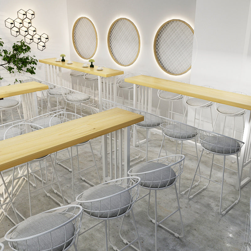 Industrial Style Bar Table Solid Wood Trestle Base Bar Dining Table