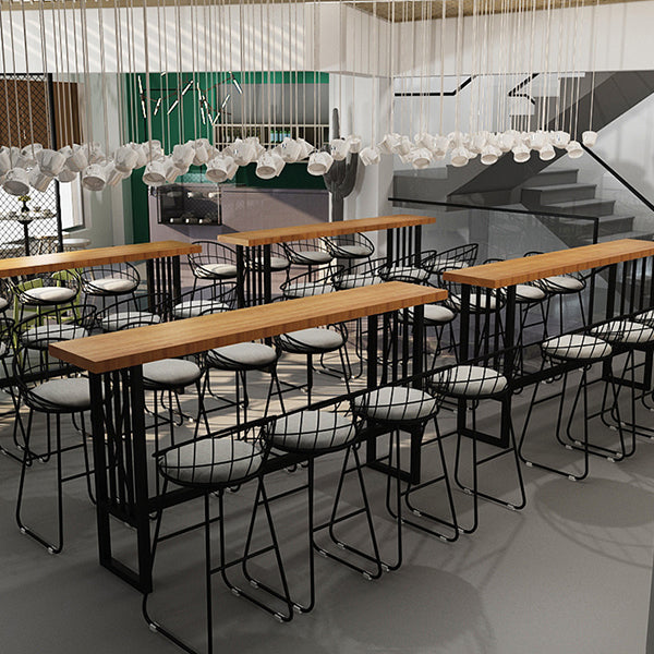 Industrial Style Bar Table Solid Wood Trestle Base Bar Dining Table