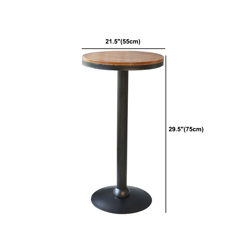 Industrial Brown Bar Dining Table Solid Wood Bistro Table with Metal Base