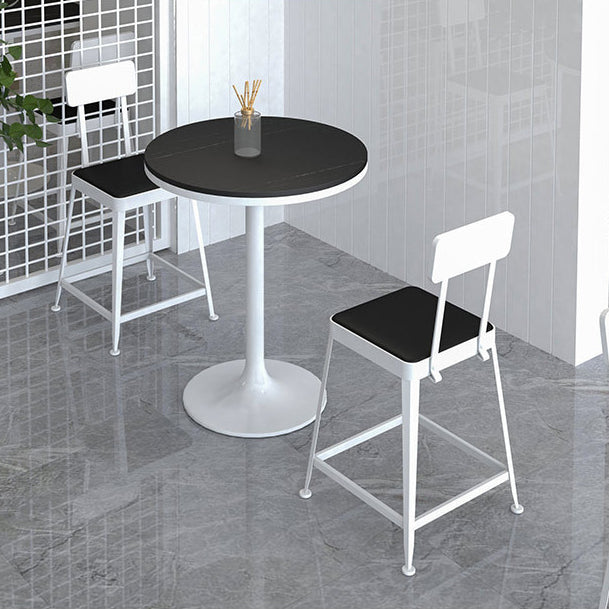 Glam Style Pub Table Round Bar Height 41.3"H Bar Table with Stone Top