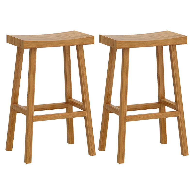 Solid Wood Backless Counter Stool Modern Armless Bar Stool with Wooden Footrest
