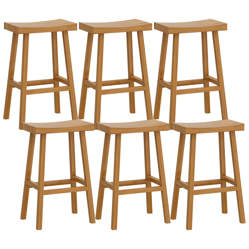 Solid Wood Backless Counter Stool Modern Armless Bar Stool with Wooden Footrest