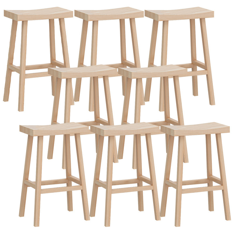 Solid Wood Backless Counter Stool Modern Armless Bar Stool with Wooden Footrest