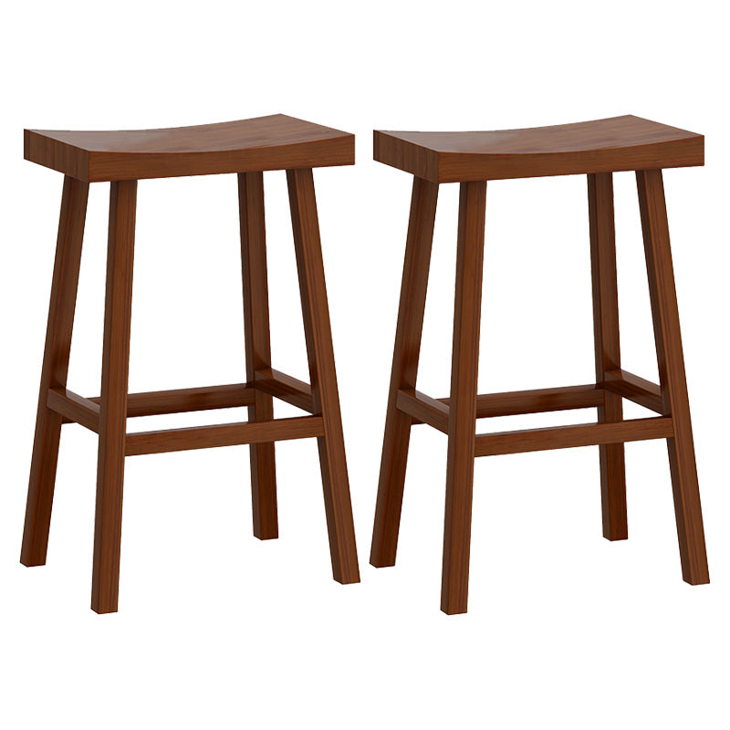 Solid Wood Backless Counter Stool Modern Armless Bar Stool with Wooden Footrest