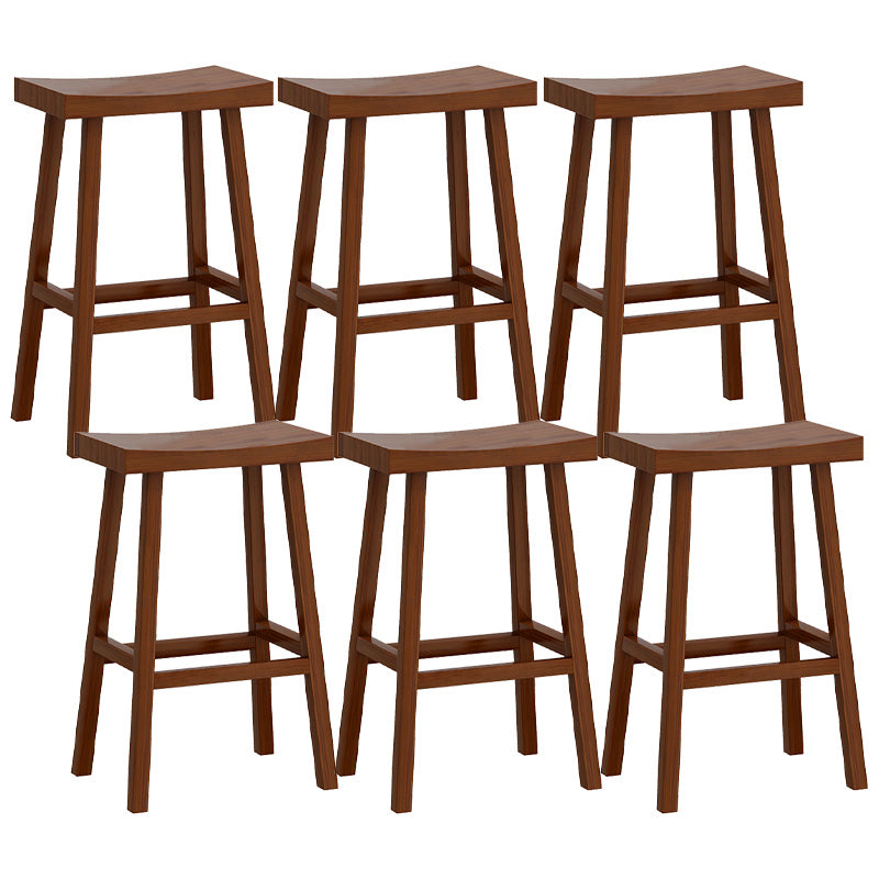 Solid Wood Backless Counter Stool Modern Armless Bar Stool with Wooden Footrest