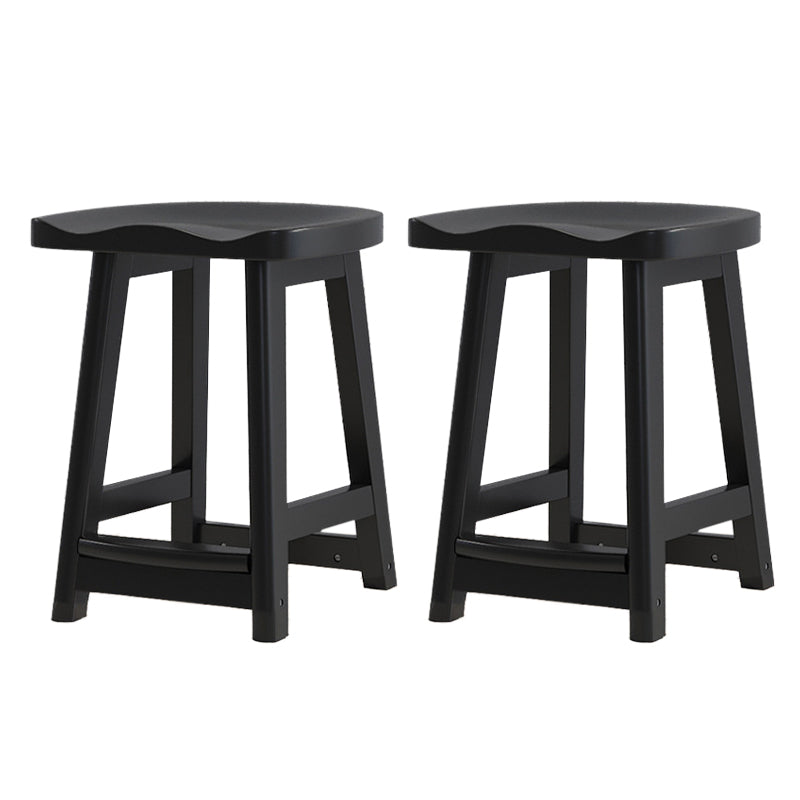 Contemporary Rubberwood Home Stool Solid Wood Backless Barstool