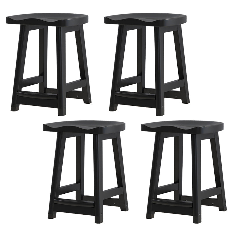 Contemporary Rubberwood Home Stool Solid Wood Backless Barstool